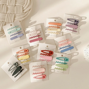 Matte Metal Hair Clips Colorful Macaron Wave Waterdrop Duckbill Side Clips Sweet Girls Hair Accessories