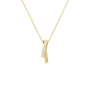 Minimalist S925 sterling silver necklace with gold-plated twisted zircon pendant