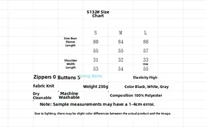 Size chart for women's knit cardigan with bust, sleeve and length details in centimeters