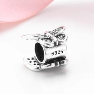 S925 sterling silver butterfly charm bead with enamel and crystal for DIY bracelets