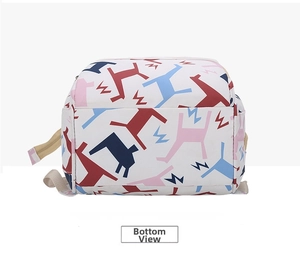 Bottom view of the fashionable floral backpack showing durable fabric and patterns