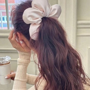 Large Flower Satin Scrunchies Oversized Hair Ties Korean Style Pleated Ponytail Holders Elegant Hair Accessories Women