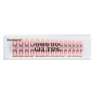 Französische Bio-Gel Kunstnägel in Nudepink und Kaffeebraun mit Geschenkverpackung