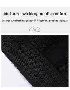 Detail of the widened moisture-wicking sweatband inside this men's baseball cap