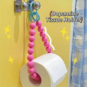 Creative Beaded Toilet Paper Holder Acrylic Beads Hanging Roll Holder No Drill Dopamine Style Bathroom Kitchen Decorative Accessory