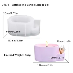 Detail of DIY oval silicone mold for matchbox and candle cup holder with dimensions