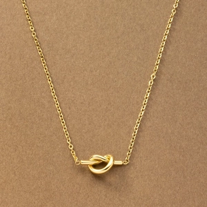 Minimalist knot heart pendant necklace in 18K gold plated titanium steel for women