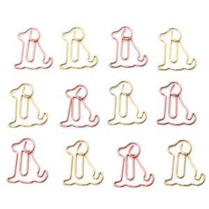 Dog Shaped Paper Clips Metal Animal Silhouette Decorative Bookmarks For Office School Supplies Gold Rose Gold