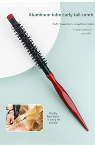 Brosse ronde en aluminium avec poils résistants à la chaleur et pointe pour le coiffage