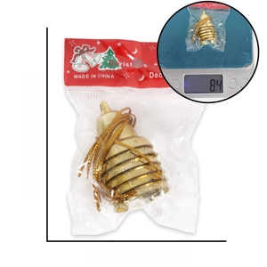 Golden Christmas tree bell pendant with hanging string for holiday DIY tree decorations