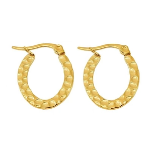 Fashionable gold-plated stainless steel U-shaped earrings with hammered texture