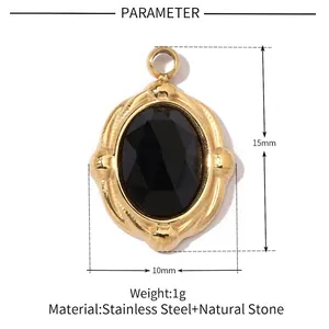 Vue détaillée du pendentif étoile en acier et pierre naturelle de 15mm x 10mm