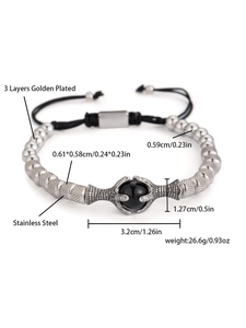 Detailed view of dragon claw bracelet with stainless steel beads and size specifications