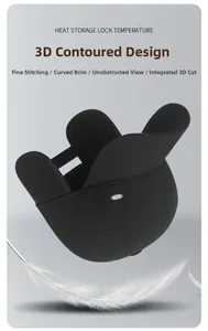 Detail of 3D cut winter baseball cap with earflaps and thermal fleece lining