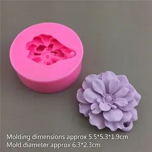 Peony flower silicone mold for DIY cake fondant and candles with 5.5cm finished size