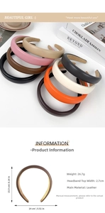 Detail of colorful faux leather padded headbands with anti-slip inner fabric layer