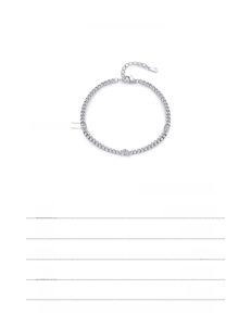 Detail of 925 sterling silver bracelet with 3 round cut moissanite stones and specs