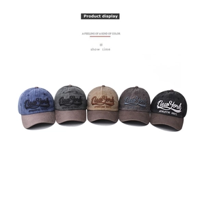 Row of five vintage washed cotton baseball caps with 3D New York athletic embroidery