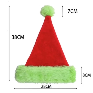 Detailed size chart for red and green neon Christmas hat with 38cm total height dimensions