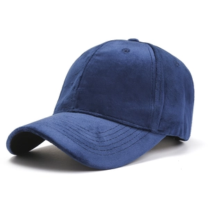 Classic dark blue suede baseball cap in a minimalist 6-panel design with a pre-curved brim