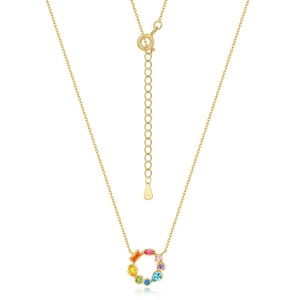 Rainbow cubic zirconia S925 silver necklace with a colorful gemstone pendant