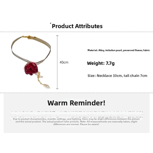 Detailspezifikationen für schwarzes Spitzen-Choker mit roter Blume, Perlen und Legierung
