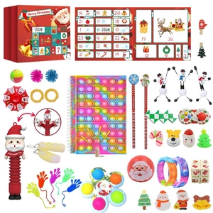 Christmas 24-day advent calendar gift box set with assorted fidget toys and stationery