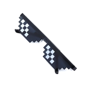 Cool Thug Life style pixelated mosaic sunglasses with black frames and white patterns