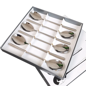 Set of 8 stainless steel long handle coffee spoons in elegant silver finish