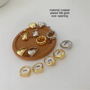 Double heart 18k gold plated open ring collection in gold and silver finish