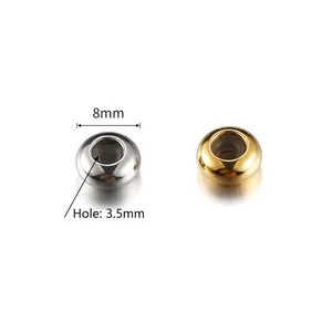 Polished 8mm stainless steel spacer beads with 3.5mm hole for DIY jewelry making