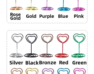 Selection of heart-shaped metal memo clips in ten vibrant electroplated finishes