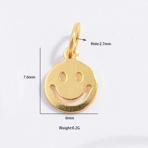 Golden S925 silver smiley face pendant for jewelry making with precise measurements