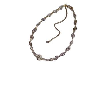 Elegant geometric round necklace with lavender beads and sparkling crystal pendant