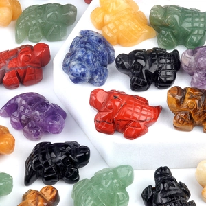 Handcrafted gemstone turtle figurines in assorted natural crystals for home decor
