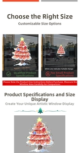 Détail de l'autocollant de sapin de Noël coloré avec texte Merry Christmas pour vitres