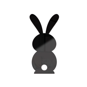 Close-up of rabbit acrylic mirror sticker with a white fluffy pompom tail detail