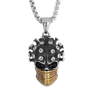 Collier Pendentif Crâne En Acier Inoxydable Masque De Virus Style Punk Gothique Bijoux Hip Hop Pour Hommes