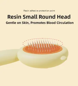 Detailed macro view of pet brush bristles with resin protection tips for skin massage