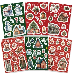 Christmas Stickers Waterproof PVC Matte Hand Painted Santa Snowman Scrapbooking DIY Journal Decals For Laptop Phone Case