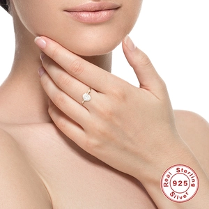 Elegant 925 sterling silver ring with oval cut solitaire stone shown on hand