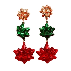 Orecchini pendenti a fiocco natalizi in oro verde e rosso dal design festivo