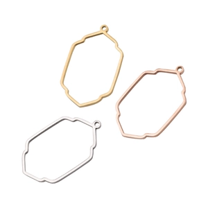 Octagon stainless steel earring pendants in gold silver and rose gold finishes