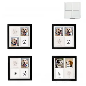 Detailed views of pet memorial frame layout options for paw prints and photos