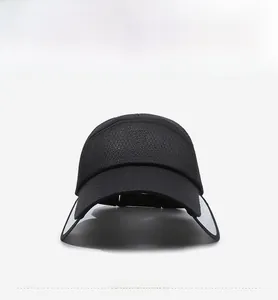 Detail of black baseball cap with V VOGUE embroidery and retractable sun shields