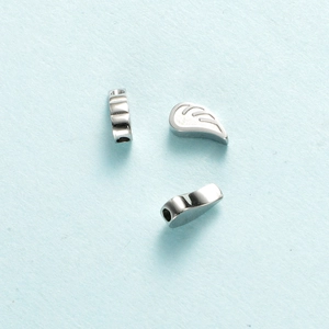 Detailed view of silver angel wing metal beads for DIY jewelry making accessories