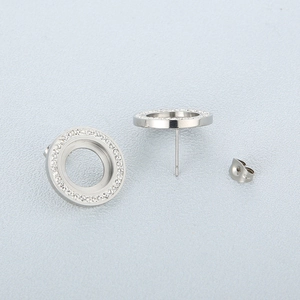 Boucles d'oreilles rondes en acier inoxydable géométrique serties de strass brillants