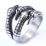 Vintage Gothic eagle claw ring in antique silver stainless steel for men and women