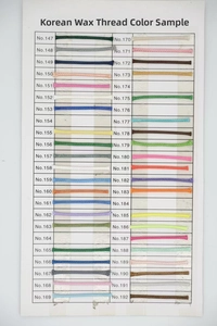 Detailed color swatches of Korean waxed cord from No.147 to No.192 for DIY jewelry