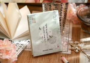Detailed view of A7 pocket notebook with traditional Chinese ink art and calligraphy